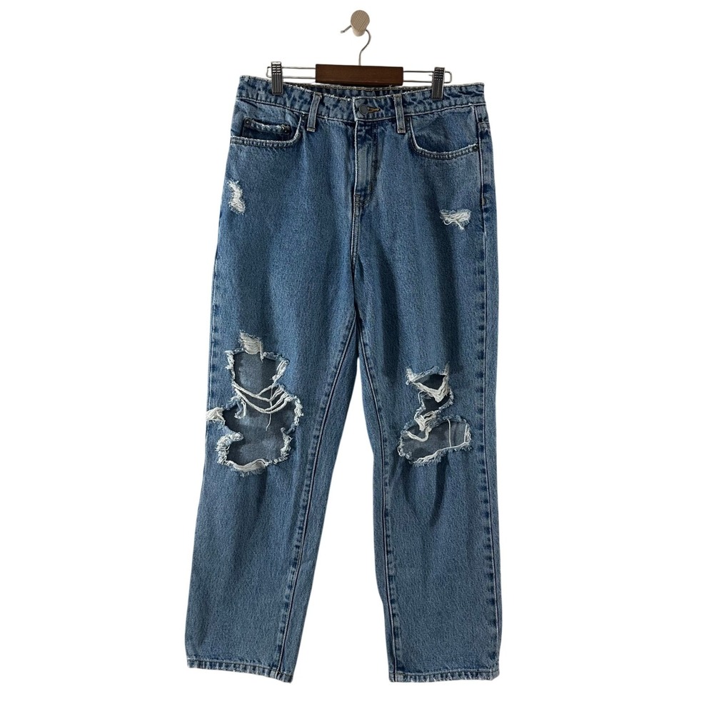 Carmar‎ Womens High Rise Cotton Distressed Straight Leg Jeans Blue Size 28  USA